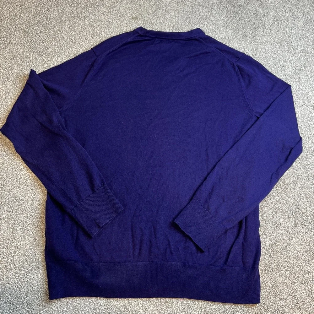 Banana Republic Sweater Mens Large Purple Silk Blend V Neck Pullover Lightweight